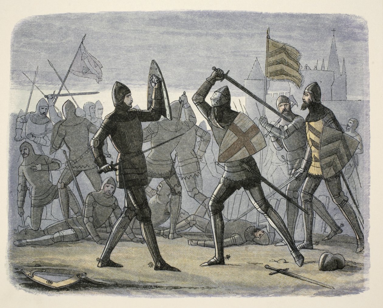 Reliéf Calais, od A Chronicle of England BC 55 AD 1485, pub. Londýn, 1863 od James William Edmund Doyle