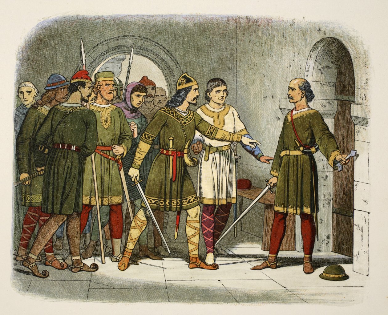 William de Breteuil brání pokladnici, od A Chronicle of England BC 55 do AD 1485, hospoda. Londýn, 1863 od James William Edmund Doyle