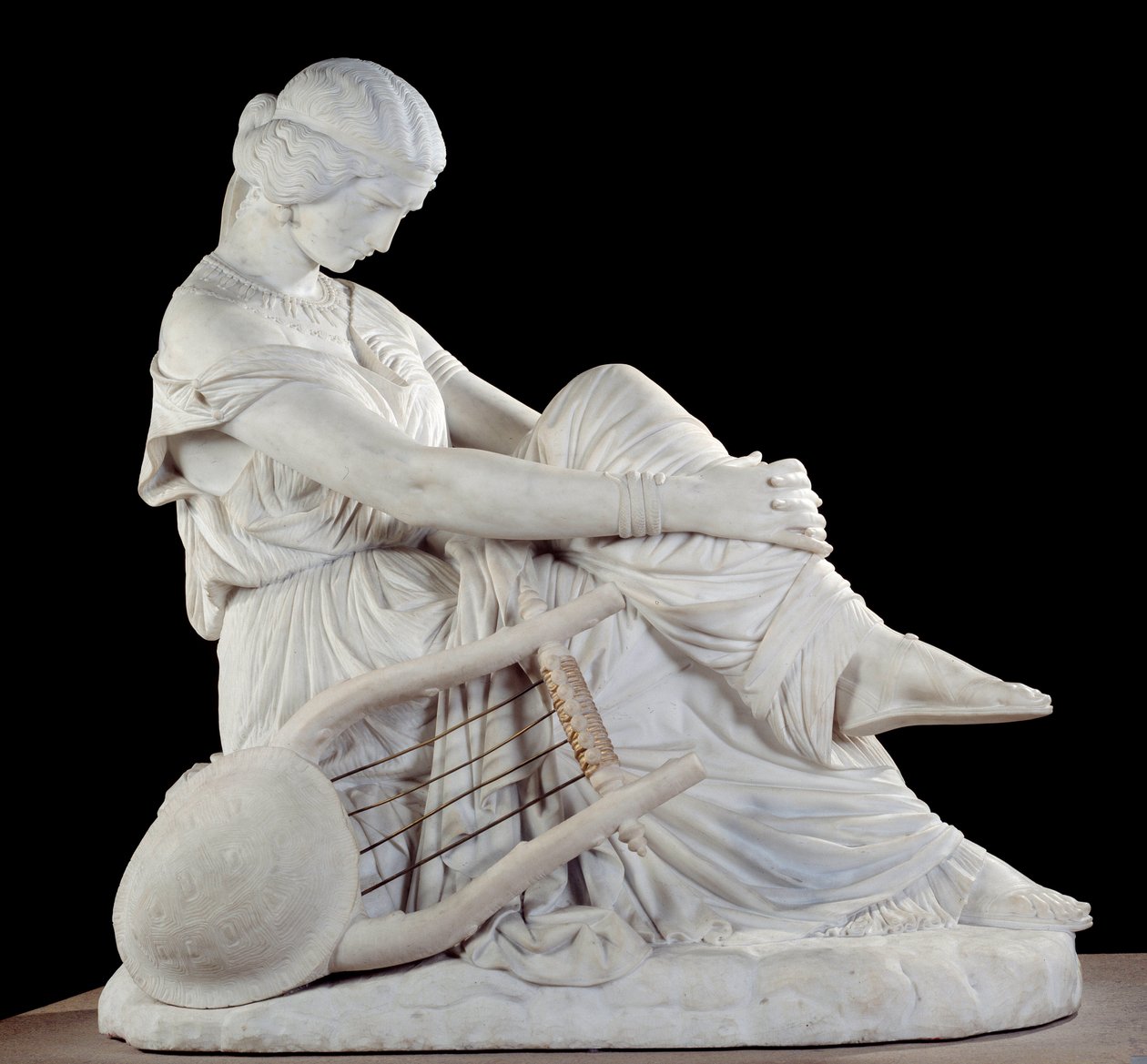 Sapho (nebo Sappho, 7. stol. př. n. l.), řecký básník antiky. Mramorová socha od Jamese Pradiera (1790-1852) od James Pradier