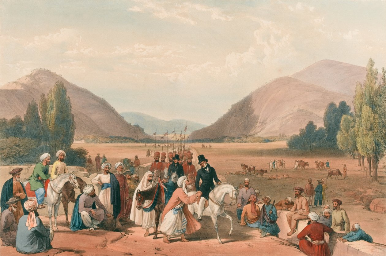‚Vchod do Kaubulu z Killa-Kazee [sic]‘, kolem roku 1840 (litografie, tónovaná) od James (after) Atkinson