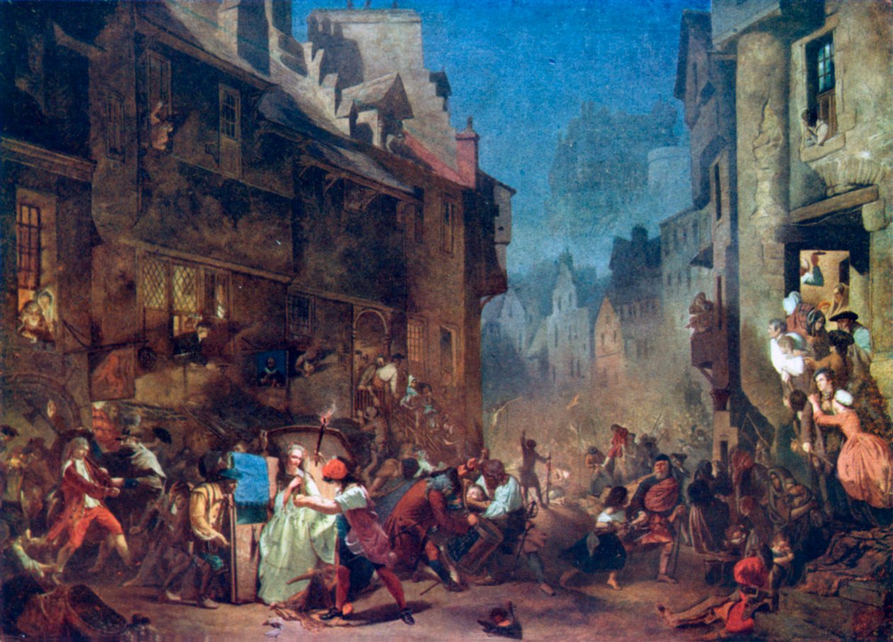 The Porteous Mob (barevná litografie) od James (after) Drummond