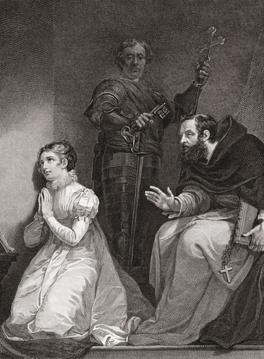 John Feckenham navštíví Lady Jane Gray v Tower of London (tisk) od James (after) Northcote