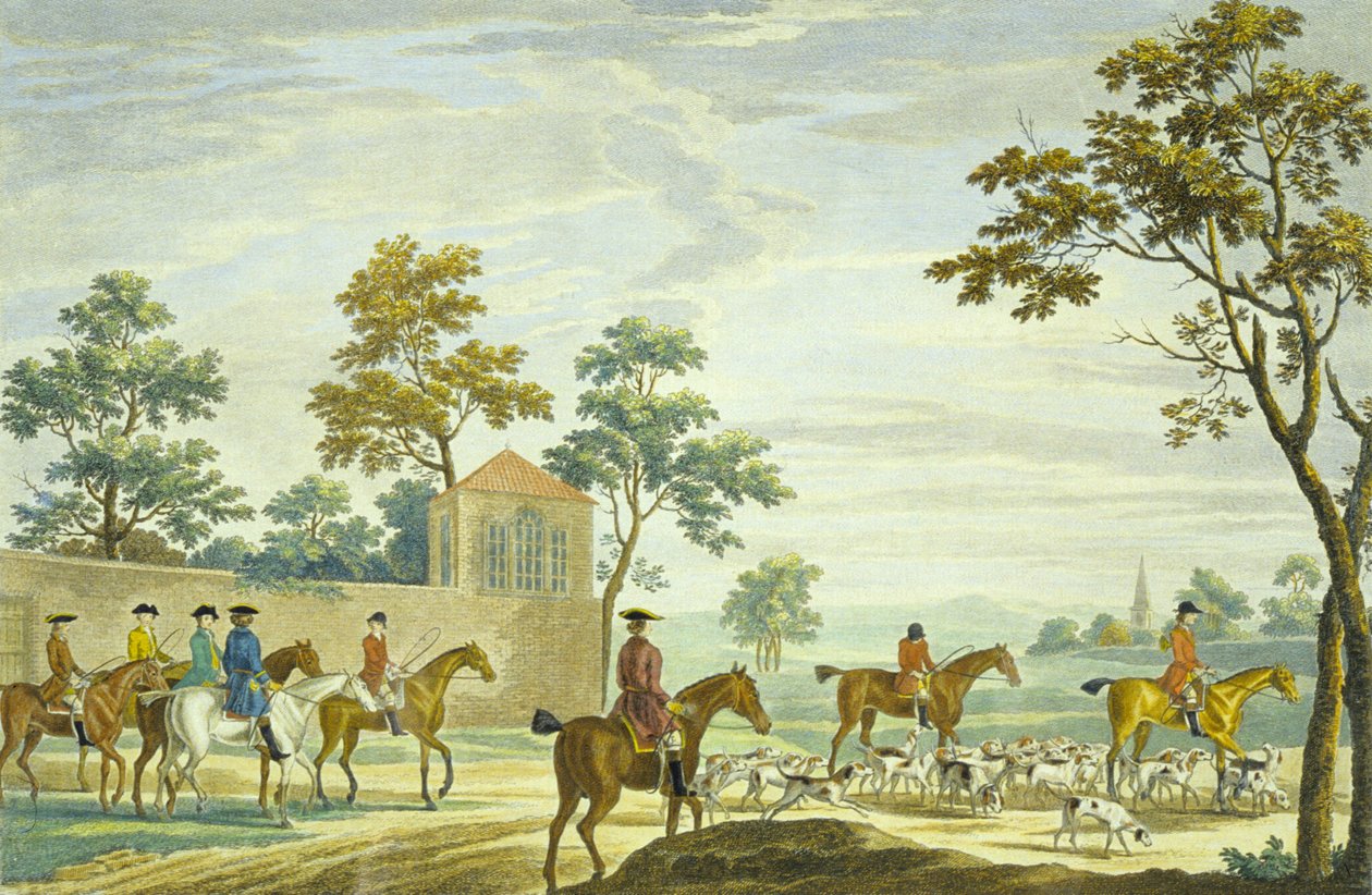 Going Out in the Morning, vyryto P.C. Canot (barevná rytina) od James (after) Seymour