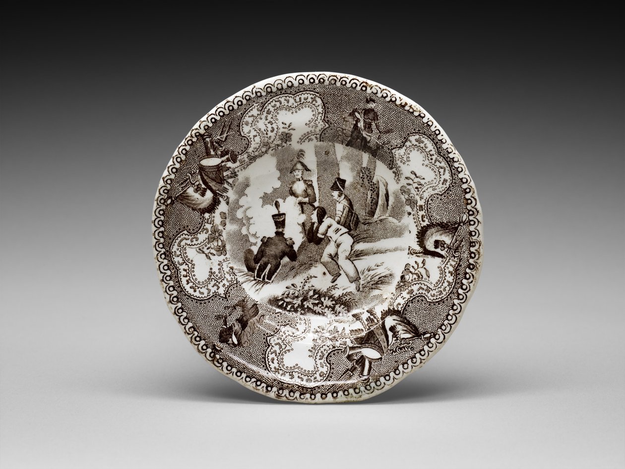Talíř na šálek, c. 1837-1856 (olověná glazovaná kamenina s transferovým tiskem) od James (attr.to) Beech