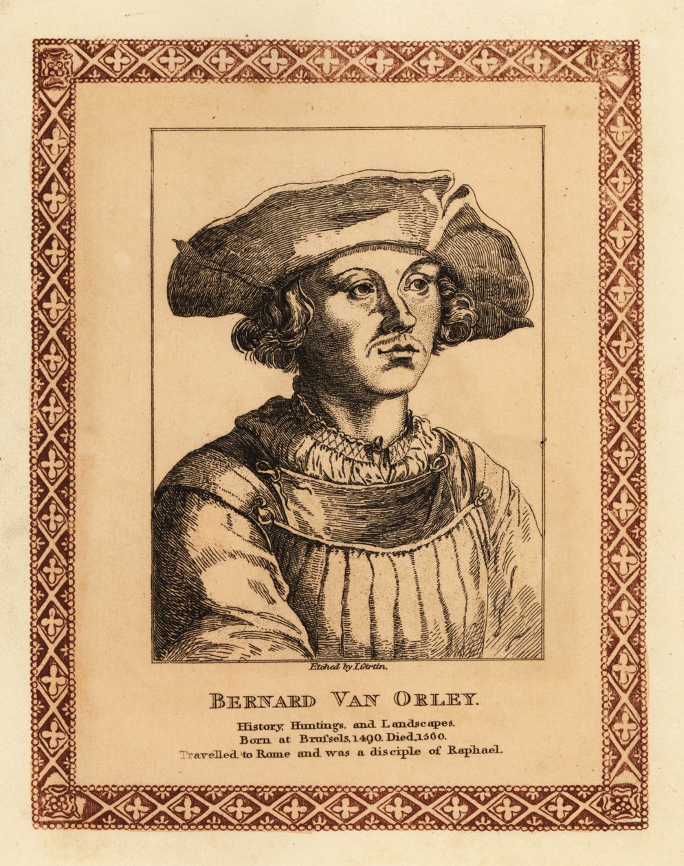 Bernard van Orley, vlámský renesanční umělec. 1817 (lept) od James (c.1780 after 1820) Girtin