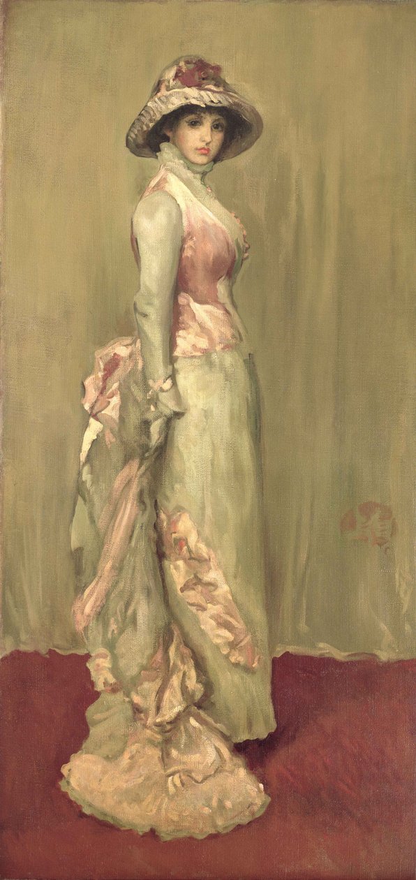 Harmonie v růžové a šedé: Lady Meux od James Abbott McNeill (attr.to) Whistler