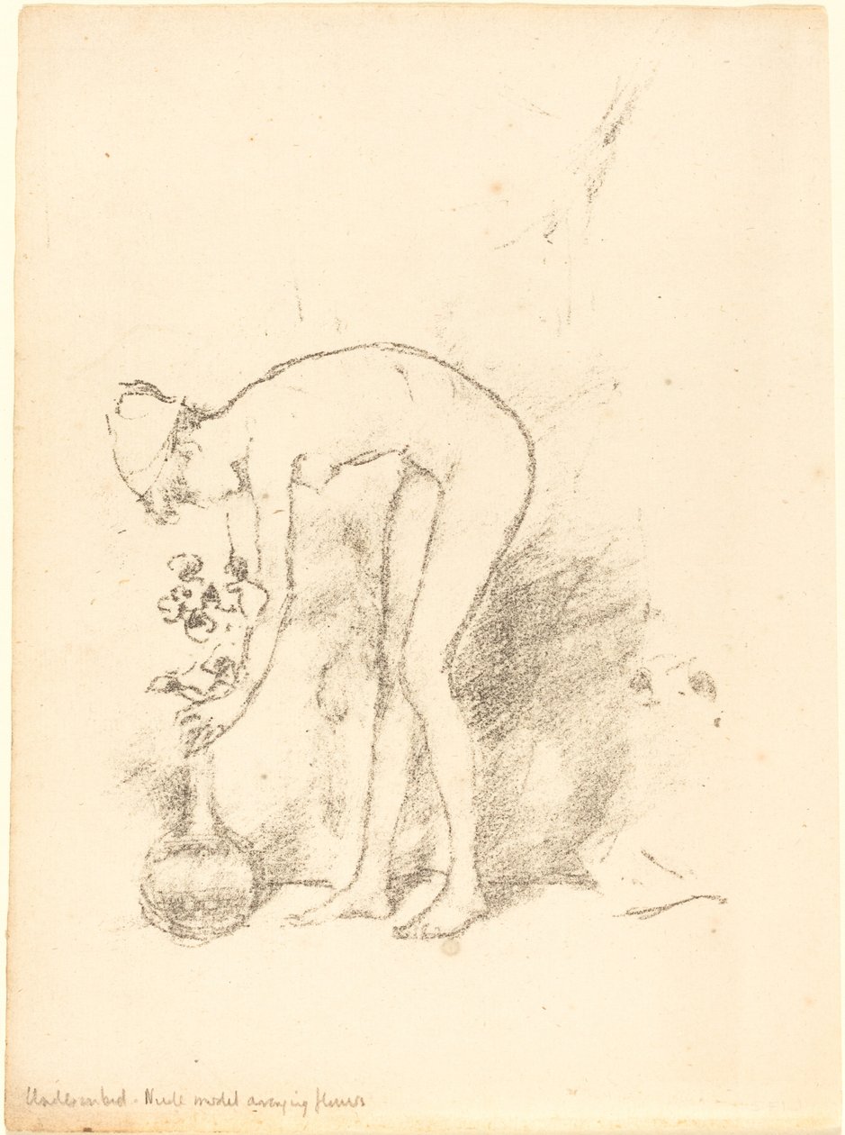 Nahá modelka aranžování květin, c. 1892. od James Abbott McNeill Whistler