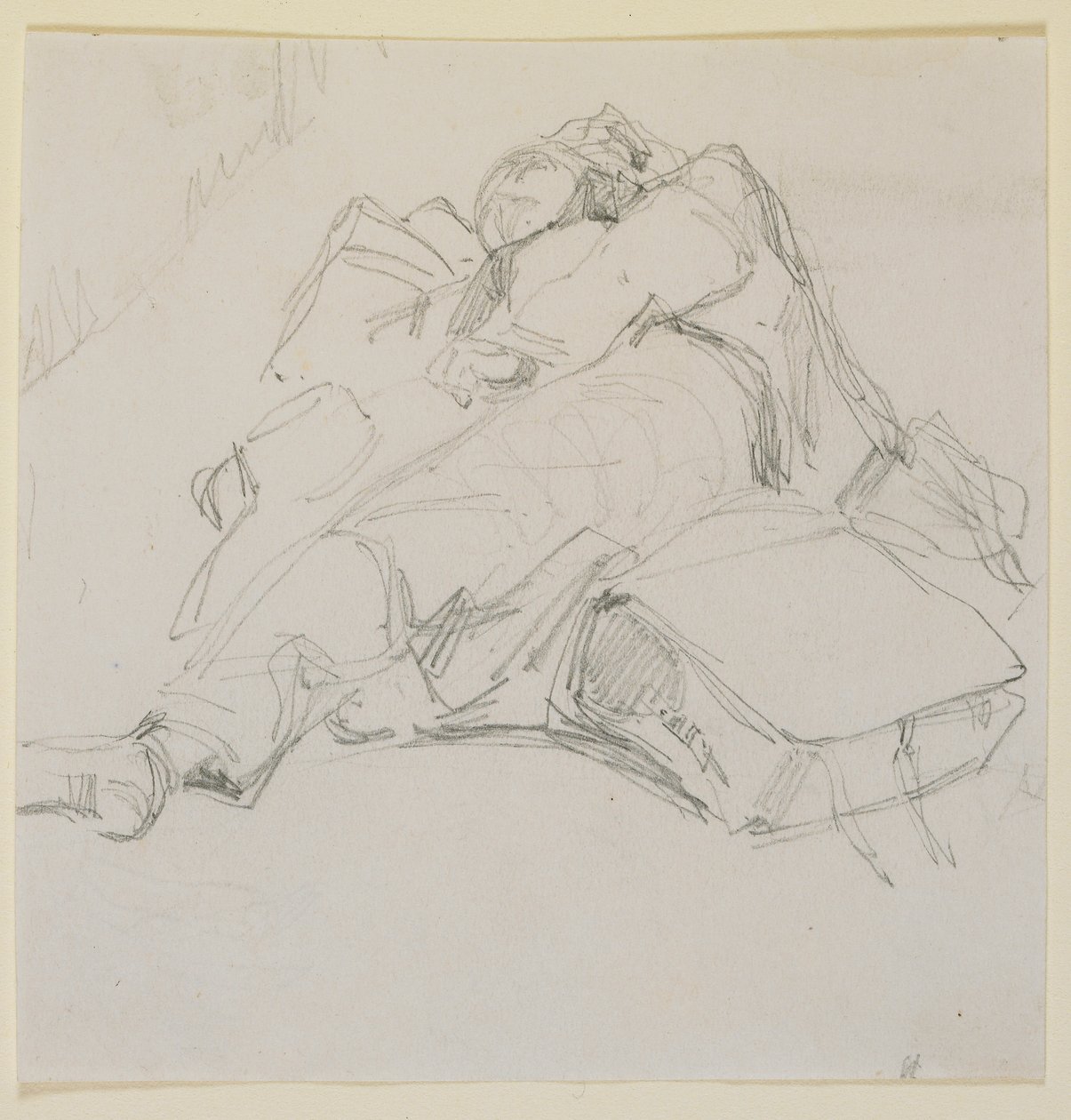 Muž spí na hromadě zavazadel, 1858. od James Abbott McNeill Whistler
