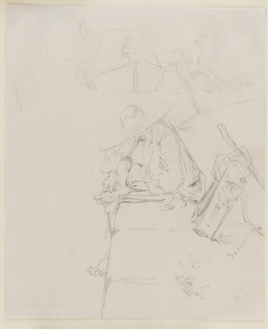 Muž sedící na okraji zdi, 1858. od James Abbott McNeill Whistler