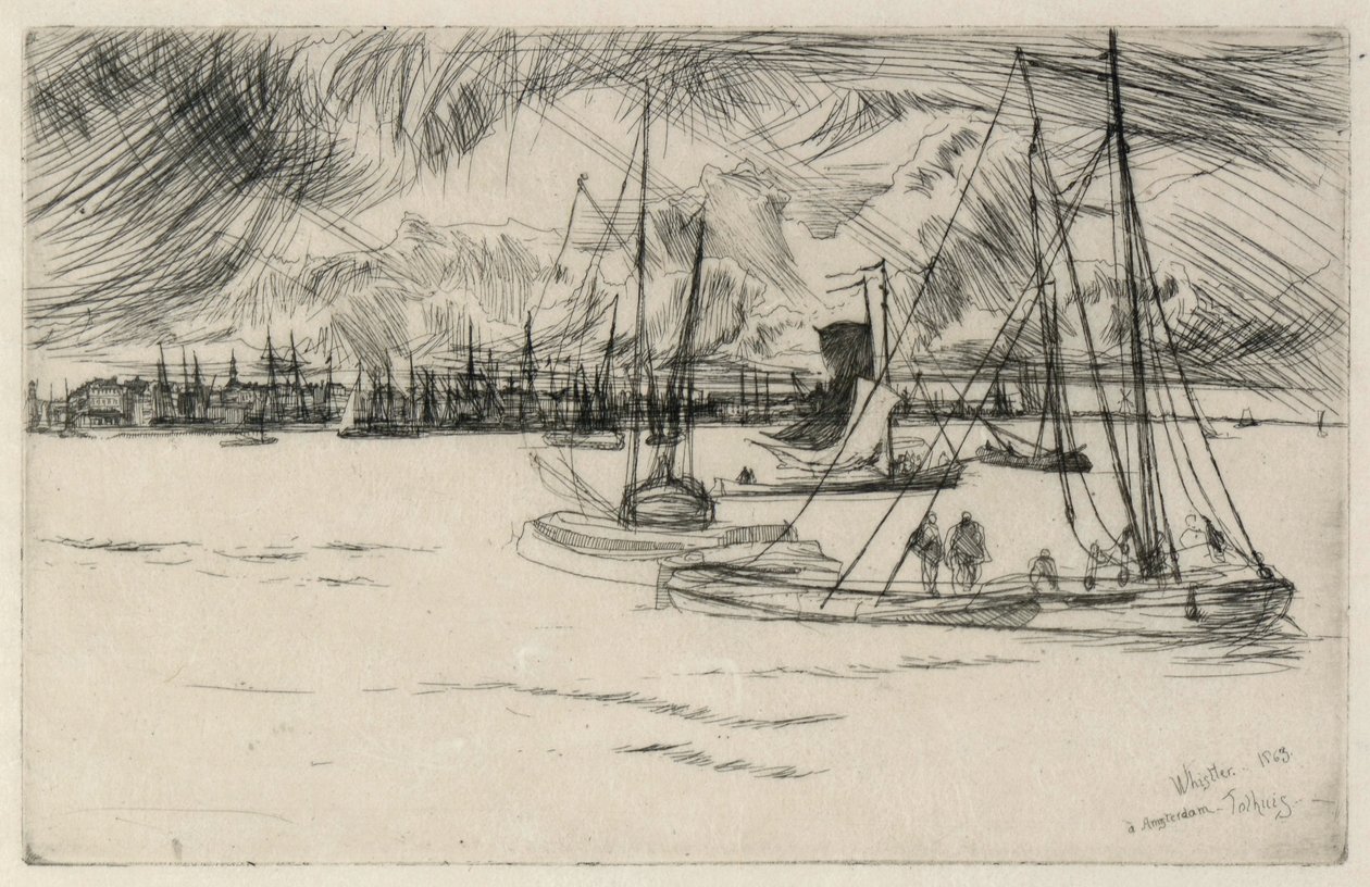 Amsterdam z Tolhuis od James Abbott McNeill Whistler