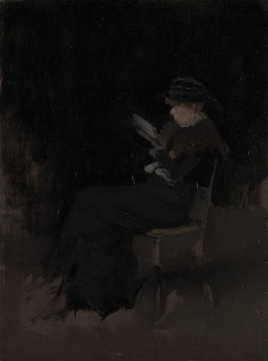 Uspořádání v černé: Girl Reading, ca. 1880-90. od James Abbott McNeill Whistler