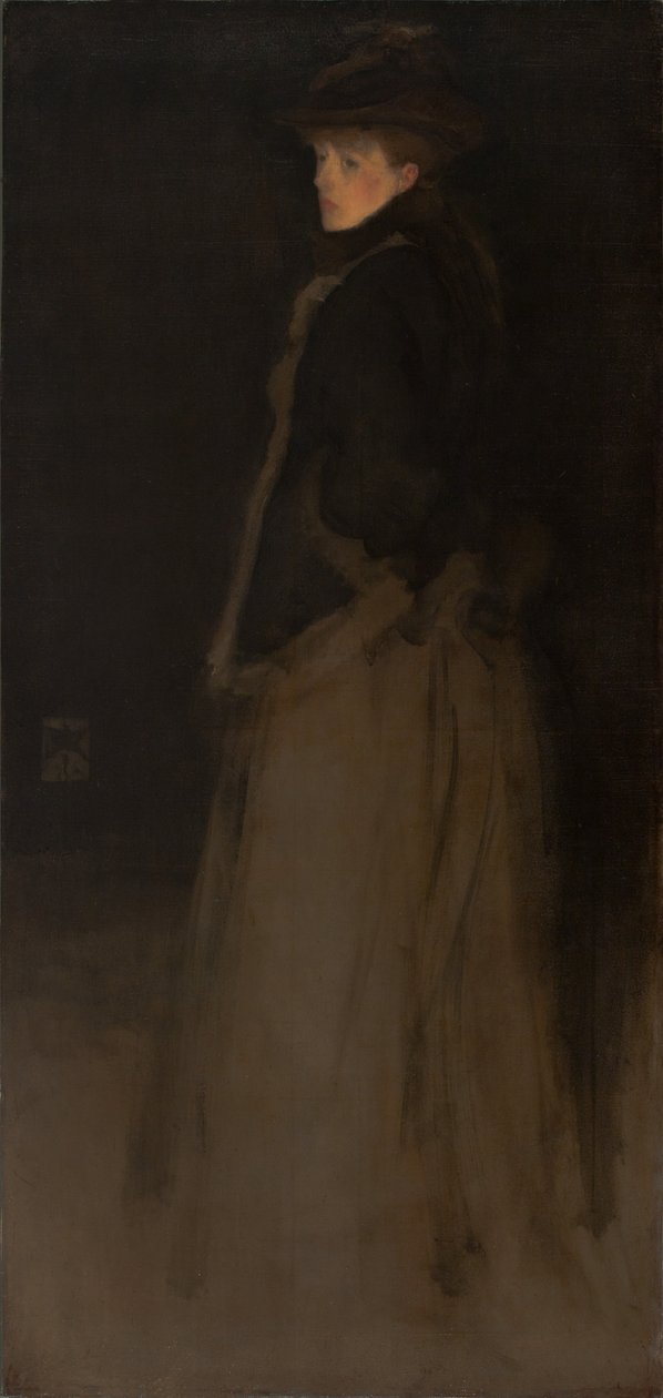 Uspořádání v černé a hnědé, kožešinová bunda od James Abbott McNeill Whistler