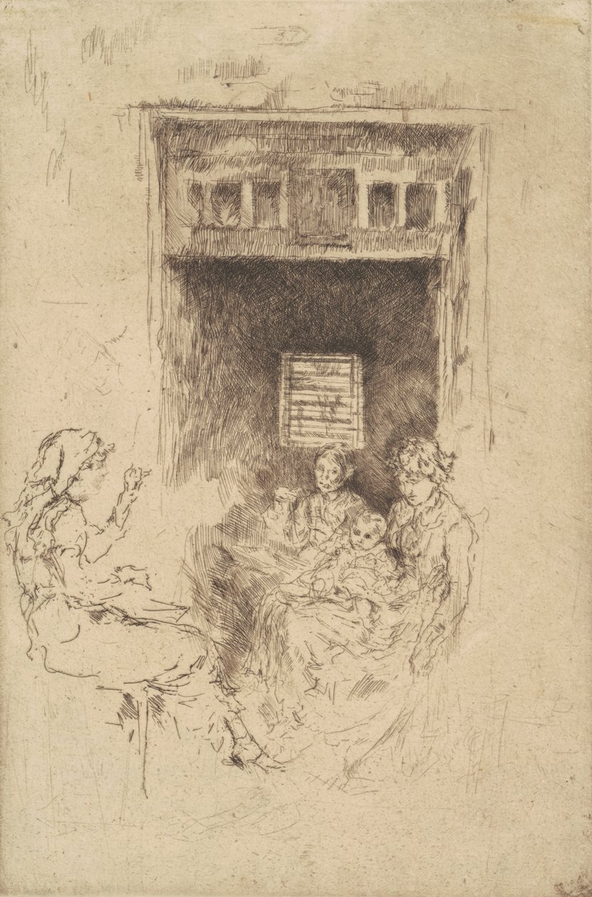 Bead-Stringers, 1880 (černý lept na položený papír) od James Abbott McNeill Whistler