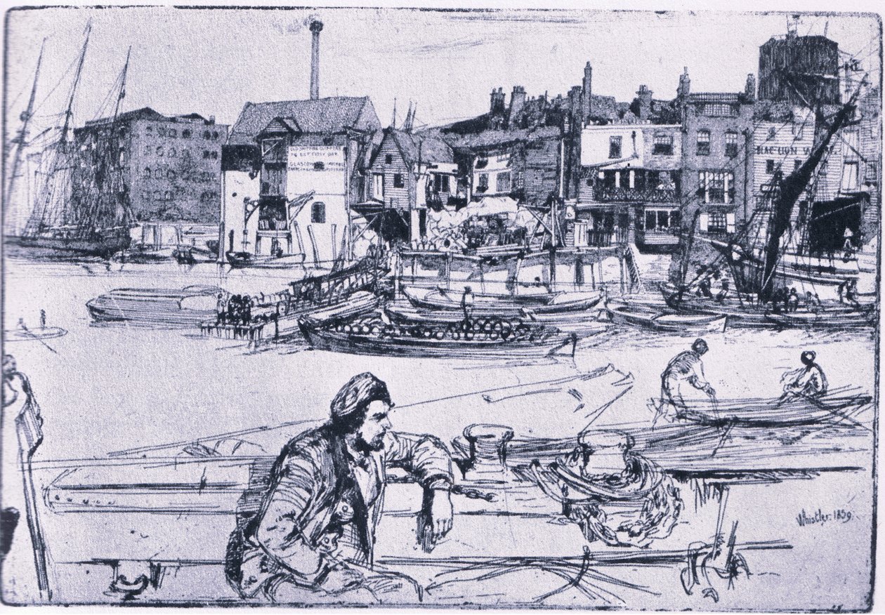 Přístaviště Black Lion Wharf (barevné lito) od James Abbott McNeill Whistler