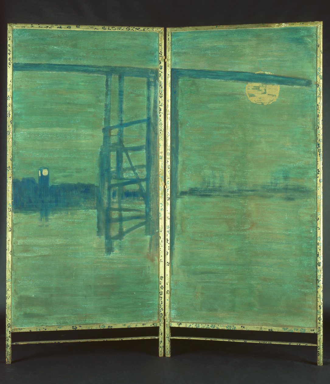 Modrá a stříbrná: Obrazovka se starým mostem Battersea Bridge od James Abbott McNeill Whistler