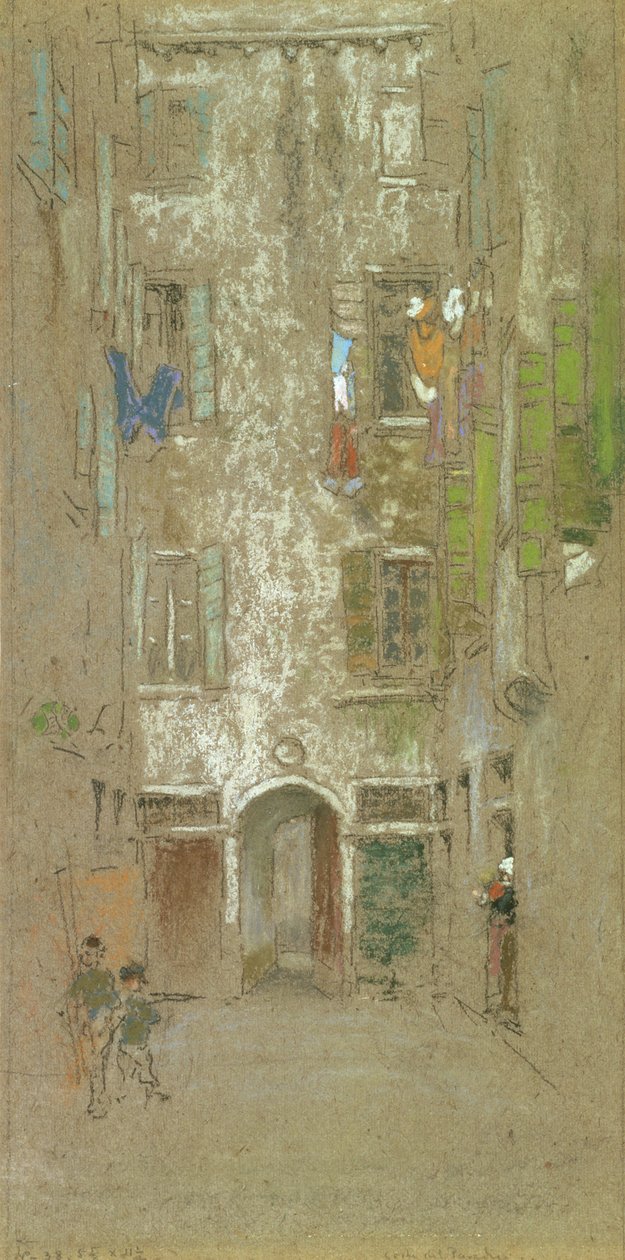 Corte del Paradiso, 1880 (křída a pastel na šedém papíře) od James Abbott McNeill Whistler