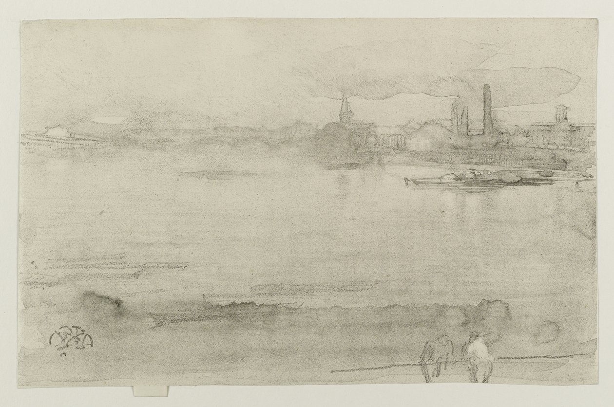 Laguna s parníky a gondolami, 1885 od James Abbott McNeill Whistler