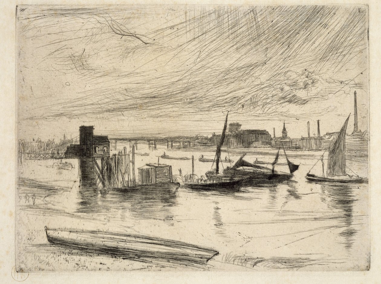 Brzy ráno, Battersea, 1861 (suchá jehla) od James Abbott McNeill Whistler