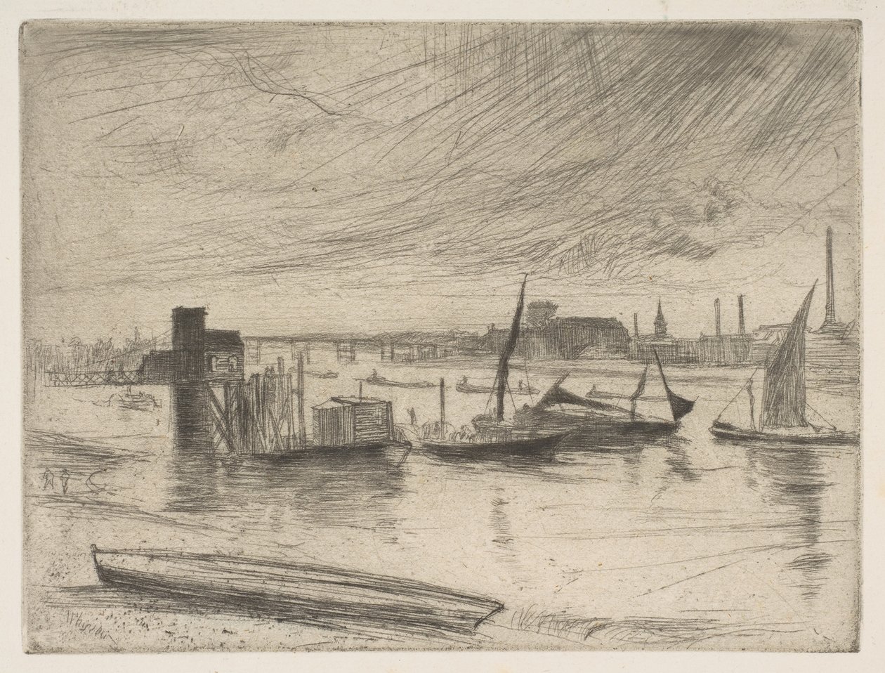 Brzy ráno, Battersea Battersea Dawn Cadogan Pier, 1861. od James Abbott McNeill Whistler