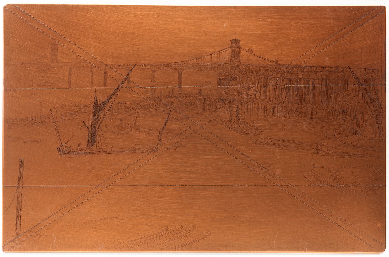Leptací deska: Old Hungerford Bridge, 1861. od James Abbott McNeill Whistler