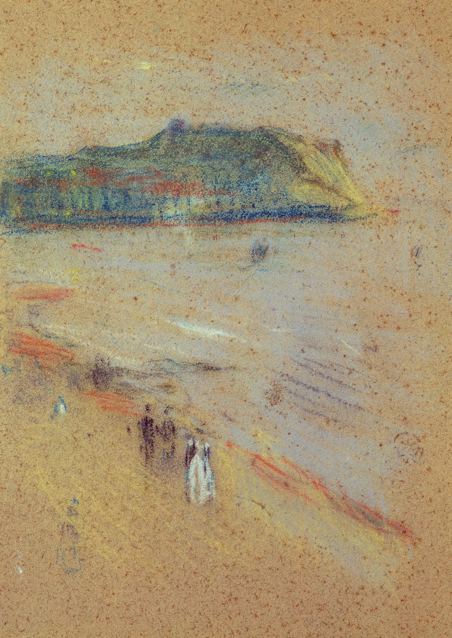 Postavy na pláži poblíž útesů od James Abbott McNeill Whistler