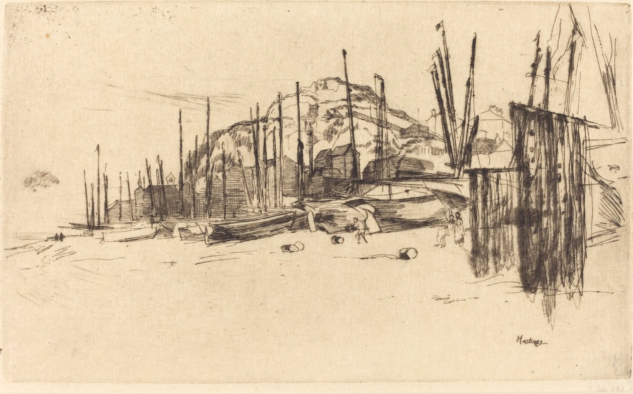 Rybářské lodě, Hastings, 1877. od James Abbott McNeill Whistler