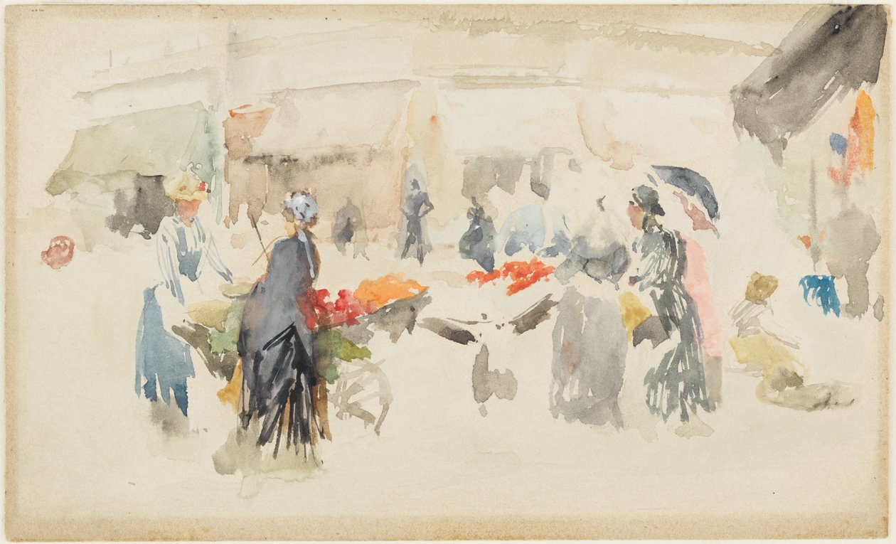 Květinový trh-Dieppe od James Abbott McNeill Whistler