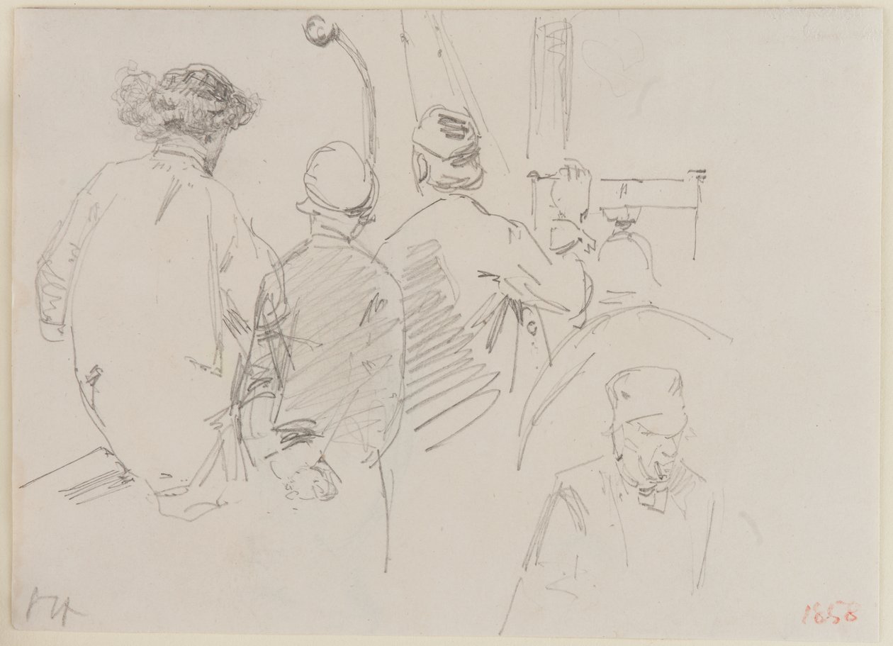 Čtyři muži na palubě člunu, 1858. od James Abbott McNeill Whistler