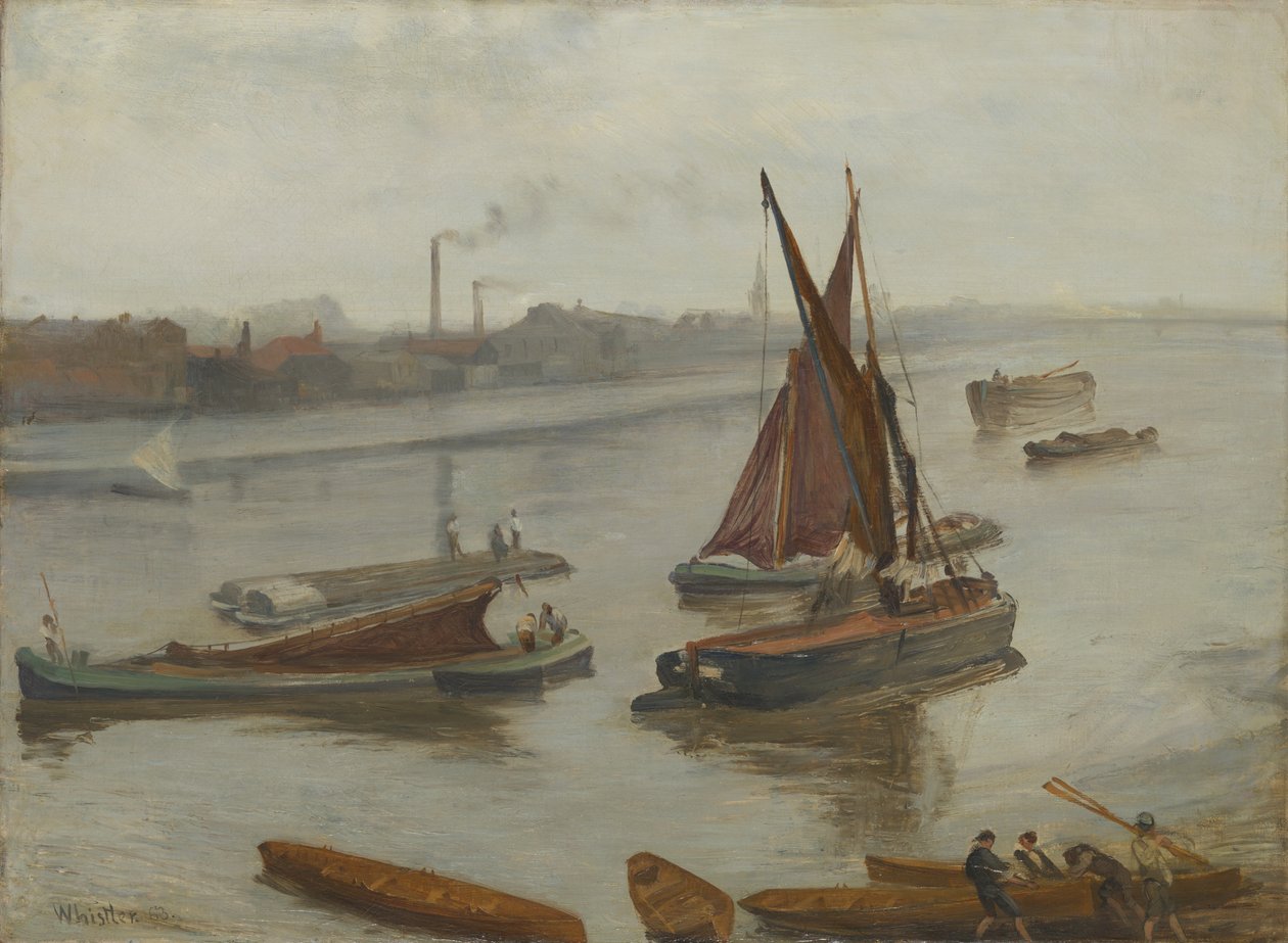 Šedá a stříbrná: Old Battersea Reach, 1863. od James Abbott McNeill Whistler