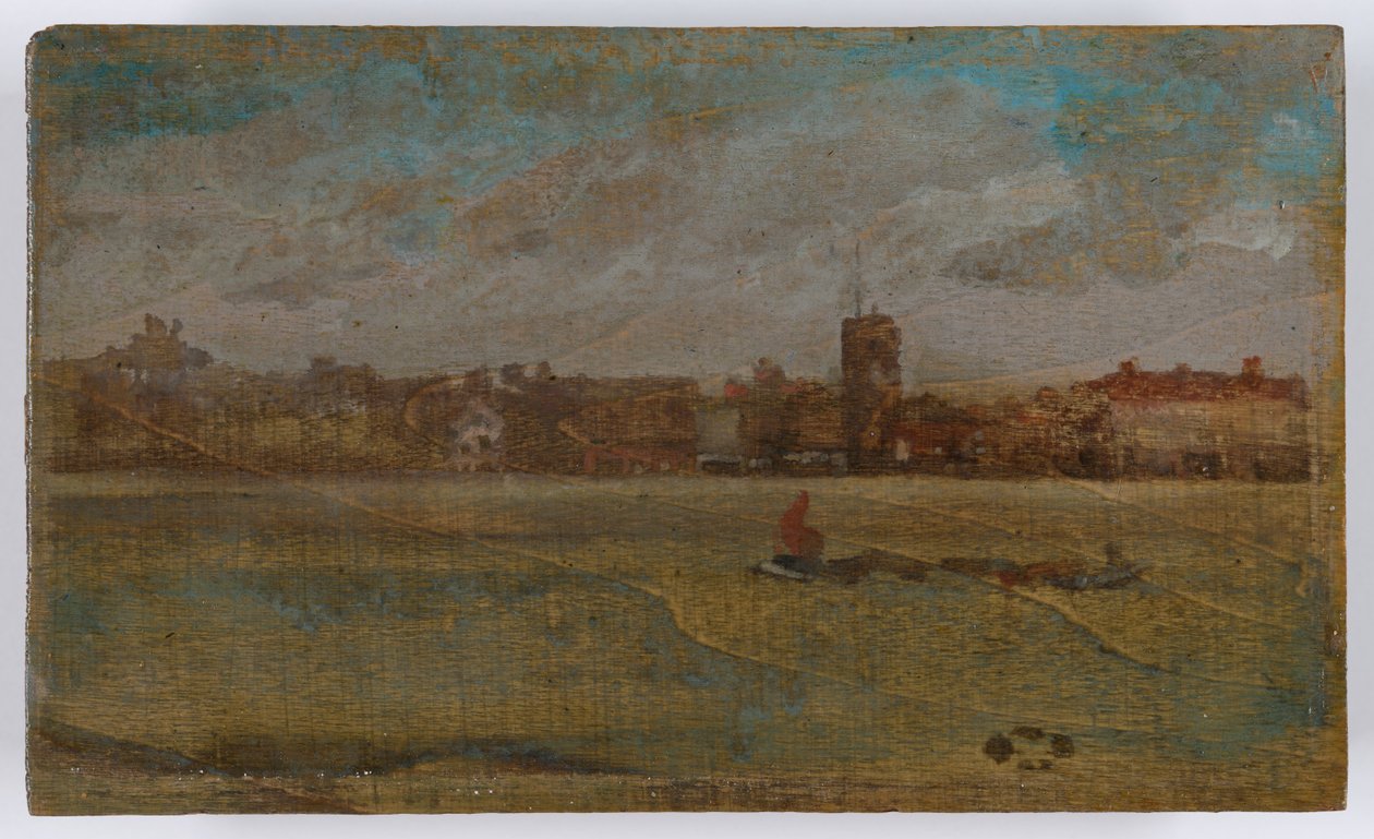 Harmonie v hnědé a zlaté barvě: Old Chelsea Church, pravděpodobně 1884 (olej na dřevěné desce). od James Abbott McNeill Whistler