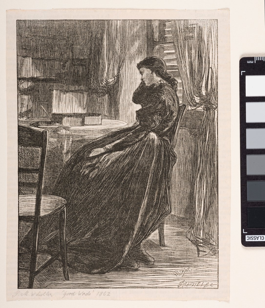 Joanna Douglas v "The Trial Sermon", 1862 od James Abbott McNeill Whistler