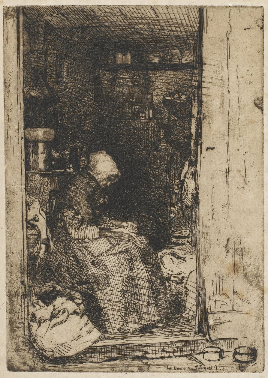 Stará žena s hadry od James Abbott McNeill Whistler