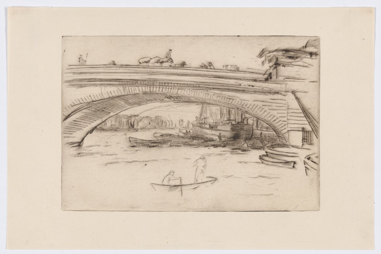 Londýnský most, asi 1875 (suchá jehla; tuš na papíře) od James Abbott McNeill Whistler