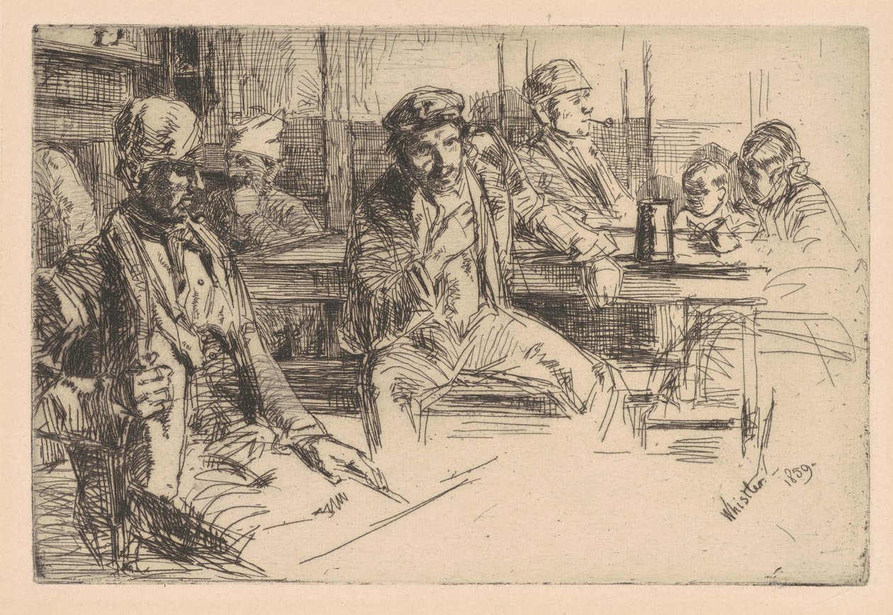 Dlouhoprsťák, 1859 (lept a suchá jehla na křídovém papíře) od James Abbott McNeill Whistler