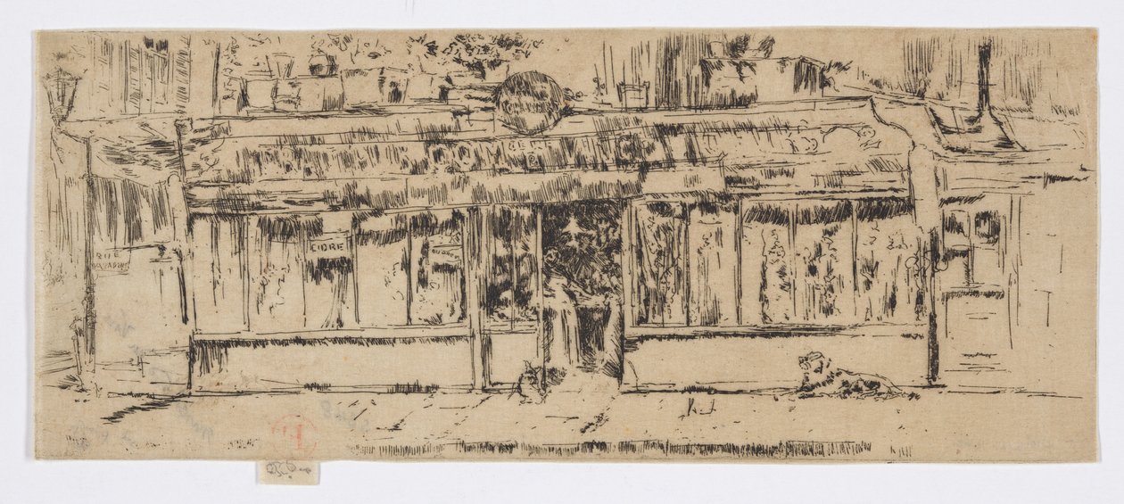 Marchand de Vin, Paříž, asi 1892-93 (lept; tuš na papíře) od James Abbott McNeill Whistler