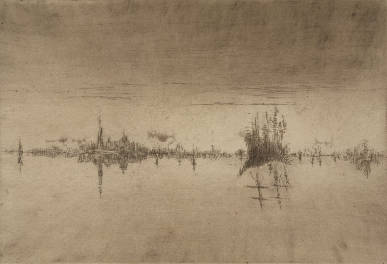 Nokturno, 1879-80 (lept a suchá jehla) od James Abbott McNeill Whistler