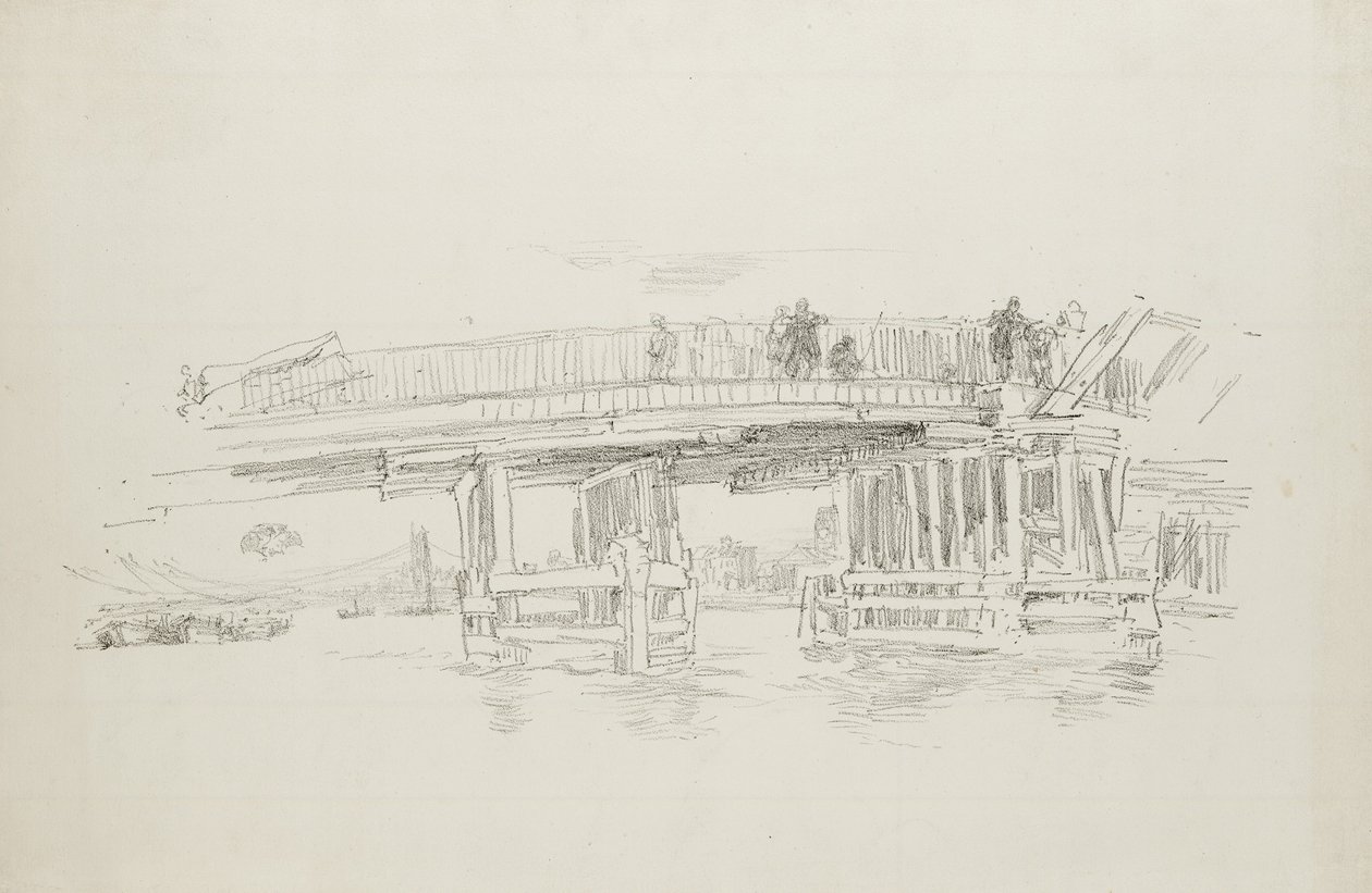 Old Battersea Bridge, 1879, publikoval 1887 od James Abbott McNeill Whistler