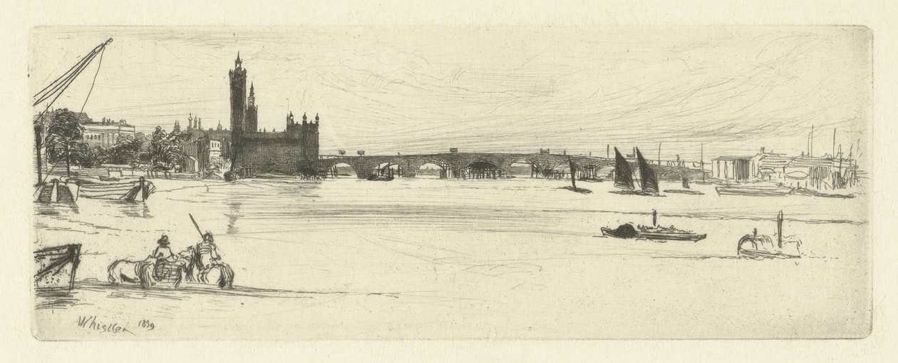 Starý Westminsterský most Šestnáct leptů scén na Temži a dalších témat (název série) od James Abbott McNeill Whistler