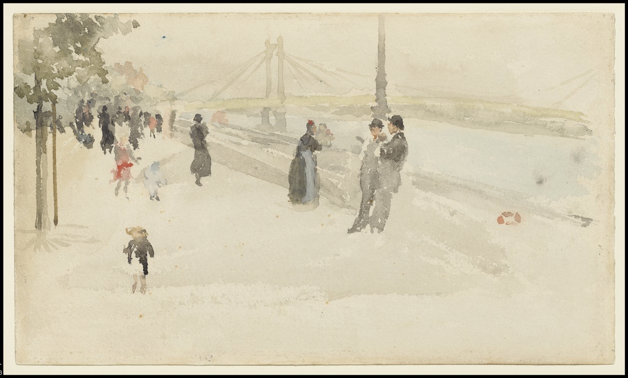 Růžová a stříbrná - Chelsea, nábřeží, c.1885 od James Abbott McNeill Whistler