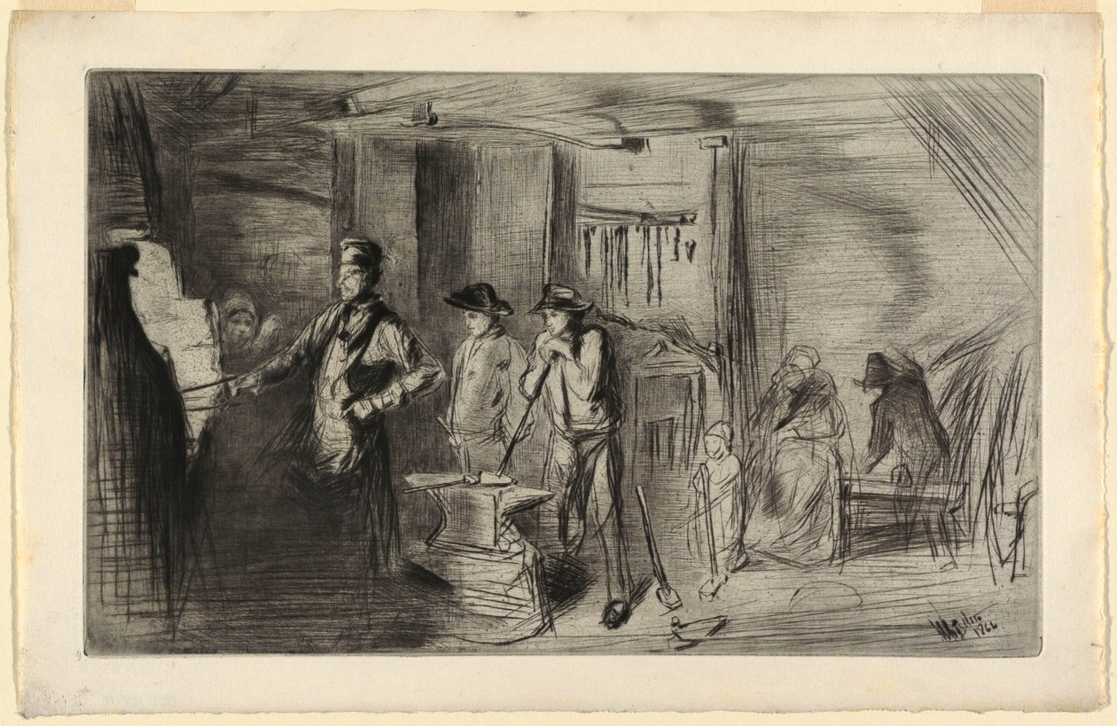 Print, The Forge, ze série Leptů na Temži a dalších předmětů, 1861 od James Abbott McNeill Whistler