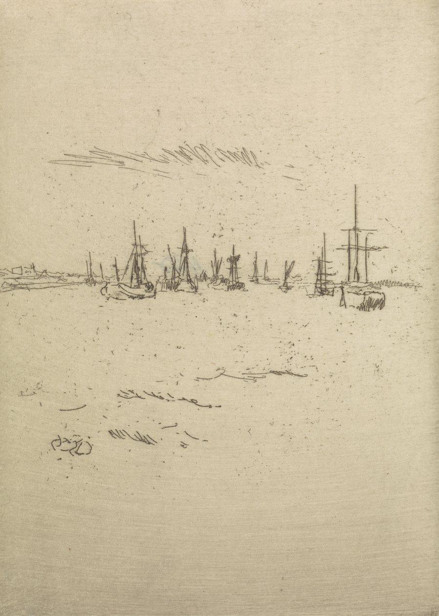 Návrat do Tilbury ze souboru dvanácti leptů s názvem The Naval Review, 1887 od James Abbott McNeill Whistler