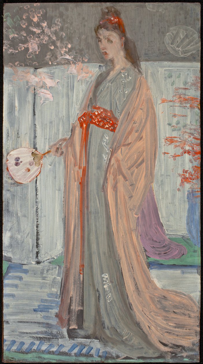 Skica pro růži a stříbro: Princezna země porcelánu, 1863-64 (olej na sololitu) od James Abbott McNeill Whistler