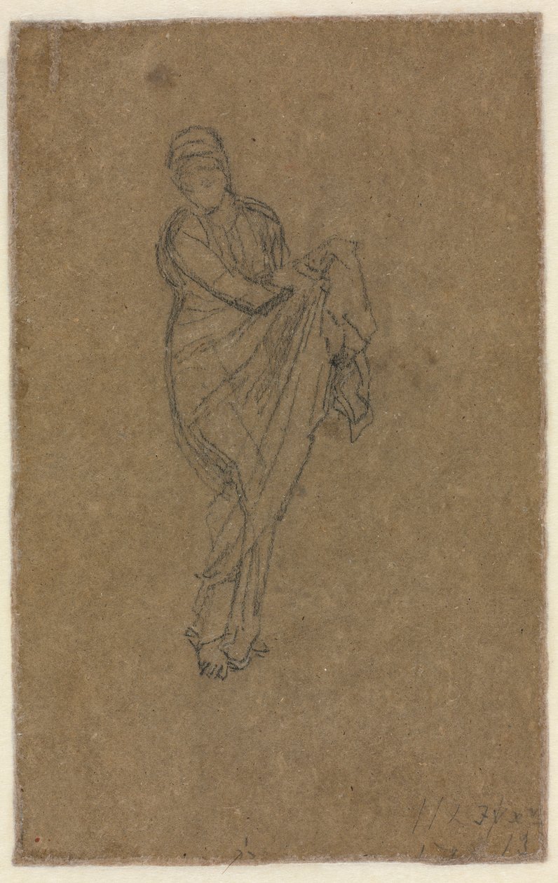stojící žena držící její šaty verso, c. 1872. od James Abbott McNeill Whistler