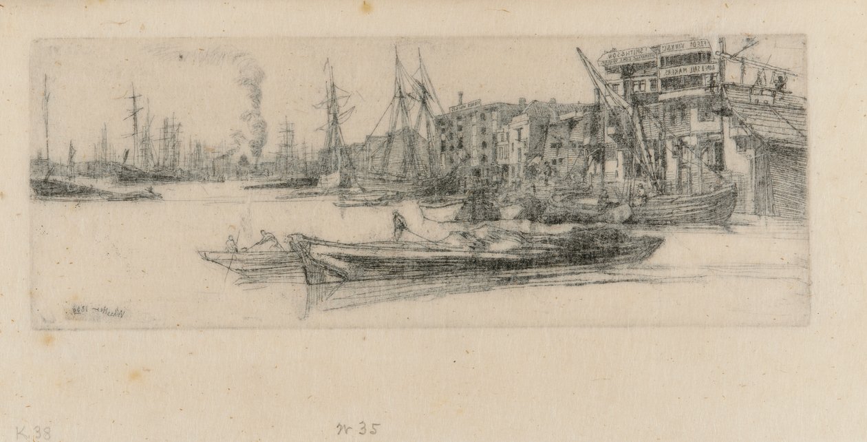 Thames Warehouses, 1859. od James Abbott McNeill Whistler