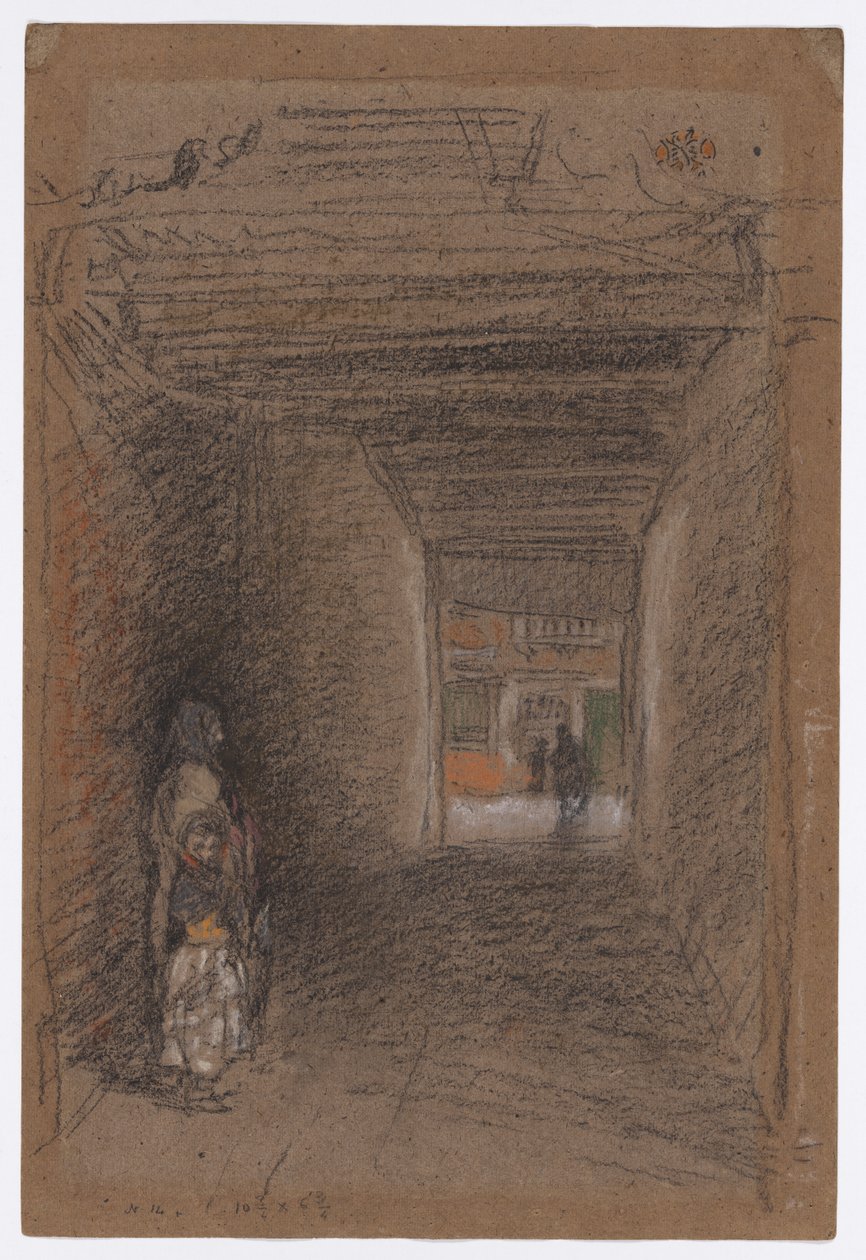 Žebráci - zima, konec roku 1879 nebo začátek roku 1880 (křída a pastel na hnědém papíře) od James Abbott McNeill Whistler