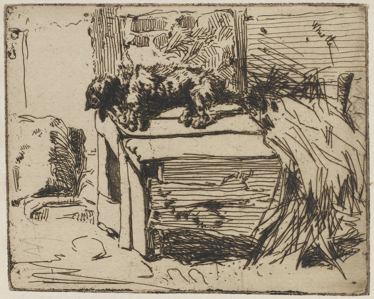 The Dog on the Kennel, 1858 (lept na papíře) od James Abbott McNeill Whistler
