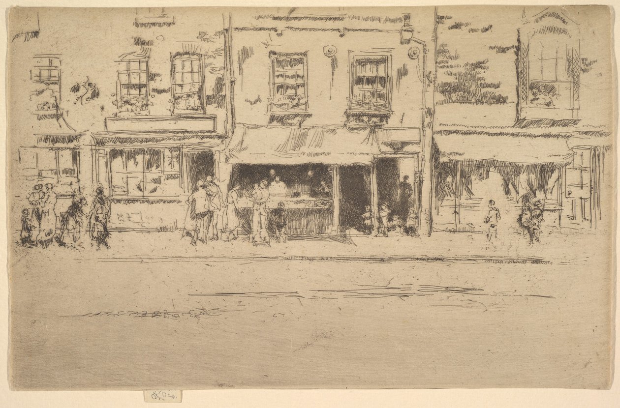 The Fish Shop, Rušný Chelsea Fish Shop, Chelsea, 1886-87. od James Abbott McNeill Whistler