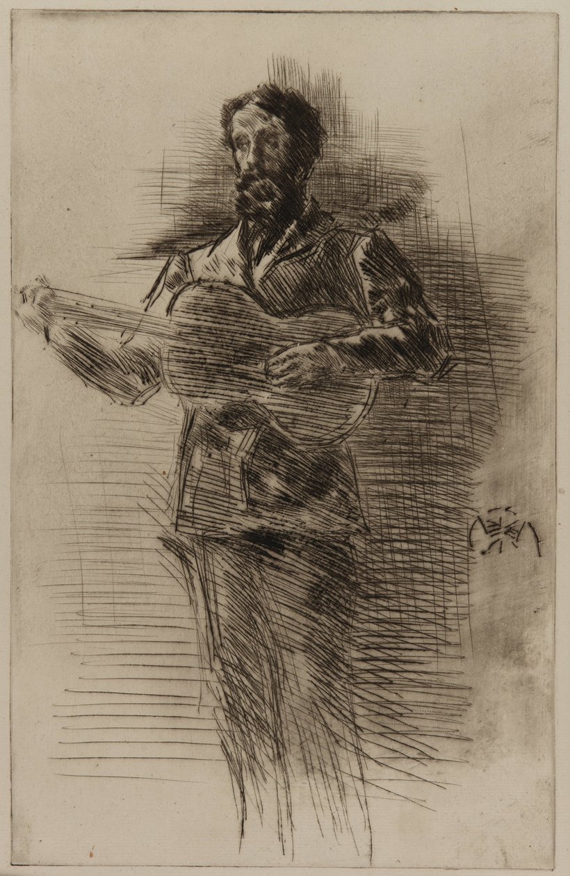 Kytarista M.W. Ridley, 1875. od James Abbott McNeill Whistler
