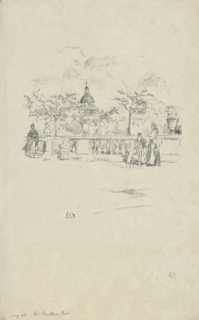 Pantheon, z terasy Lucemburských zahrad od James Abbott McNeill Whistler
