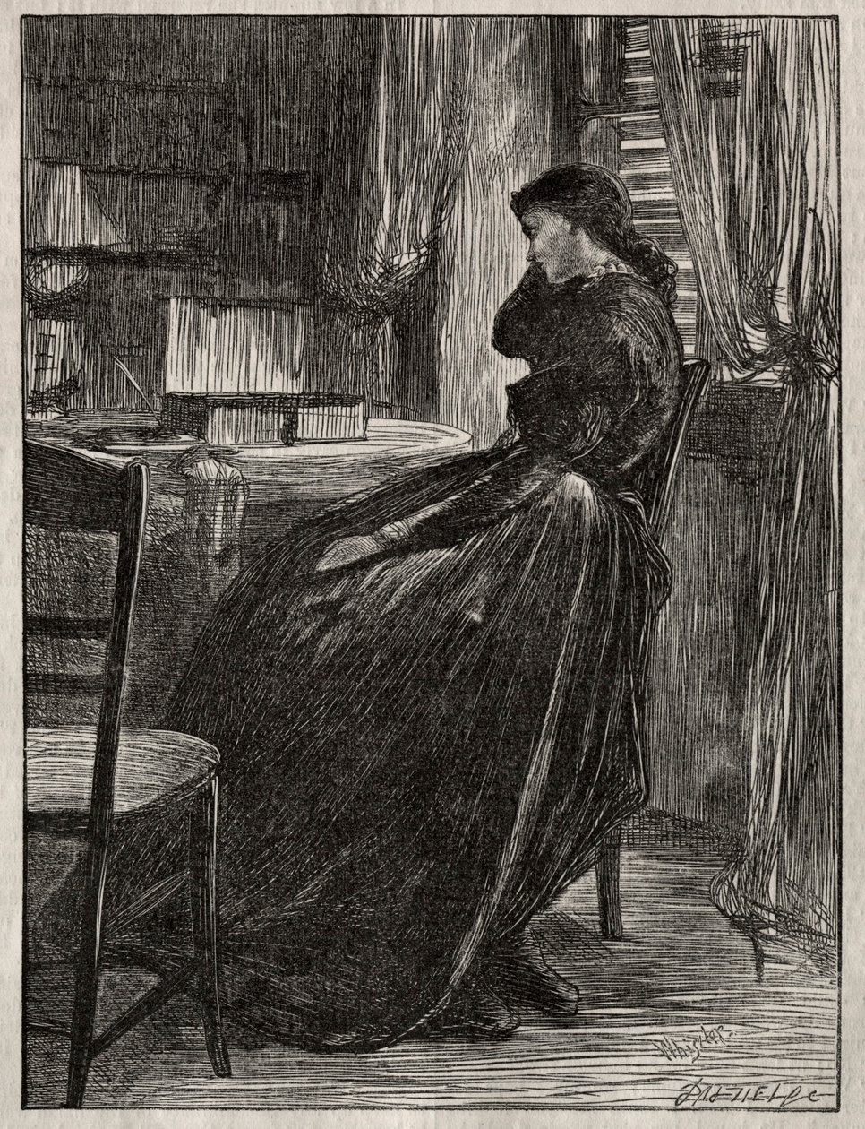 Soudní kázání: Joanna Douglas u svého stolu, 1862. od James Abbott McNeill Whistler